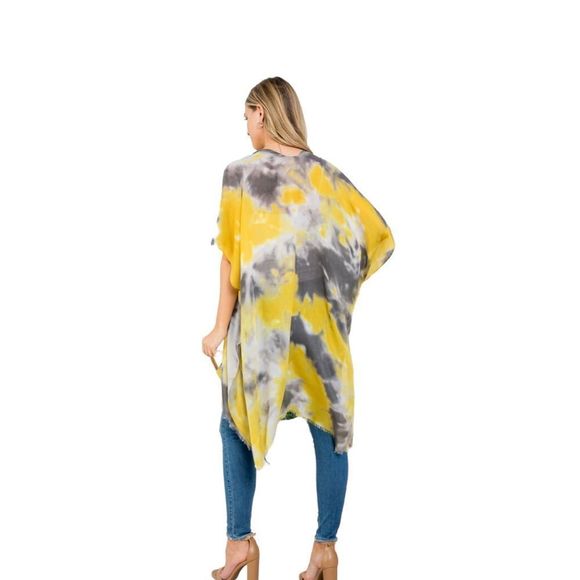 TIE DYE TWO TONE OPEN FRONT KIMONO - ONE SIZE - Picture 4 of 9